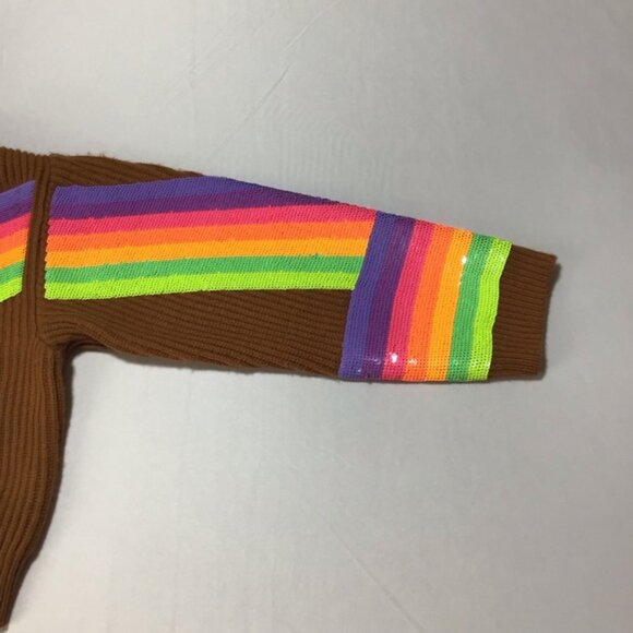 QUEEN OF SPARKLES Brown Sweater with Rainbow Sequins - Picture 6 of 12
